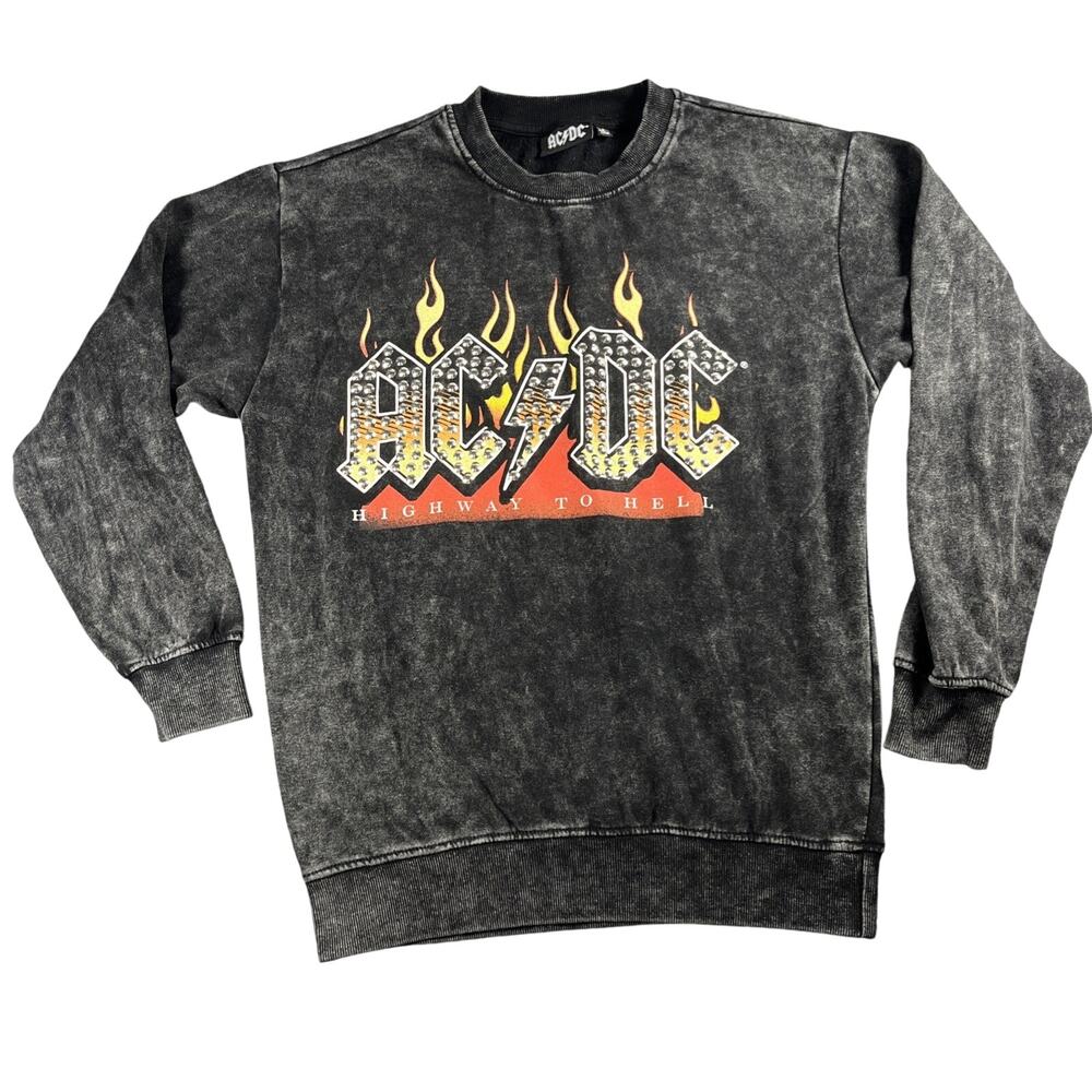 AC/DC  Concert Sweatshirt Pullover Women’s Small Crew Neck Gray Band Retro